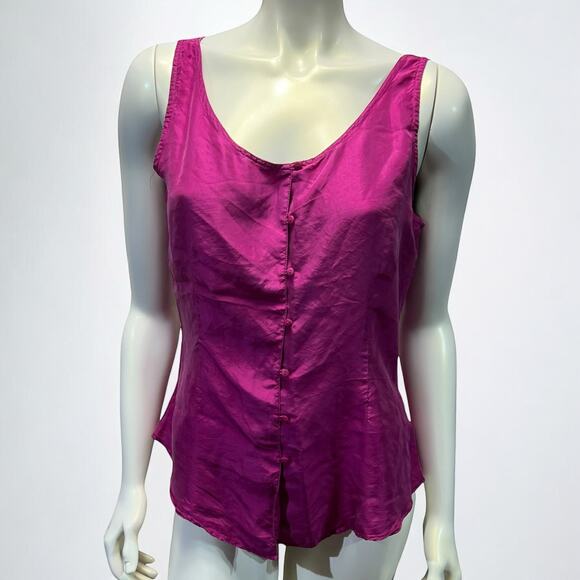 studio new york 90s 100% silk raspberry sleeveless blouse small - Picture 1 of 16